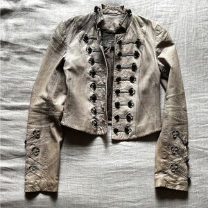 Rare UK All Saints KARST Tan Leather crop Jacket